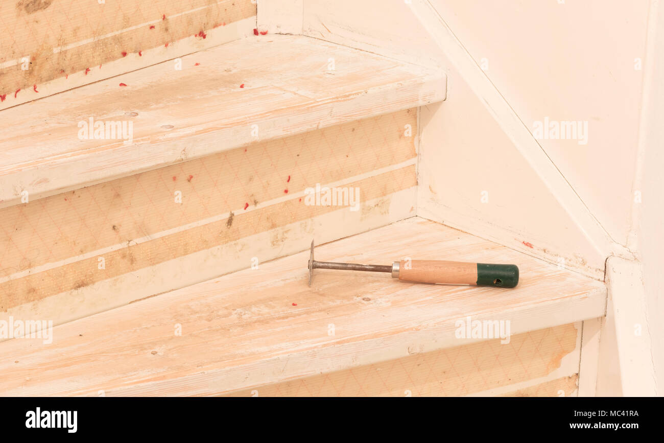 Removing Carpet Glue And Paint From An Vintage Stairs Selective