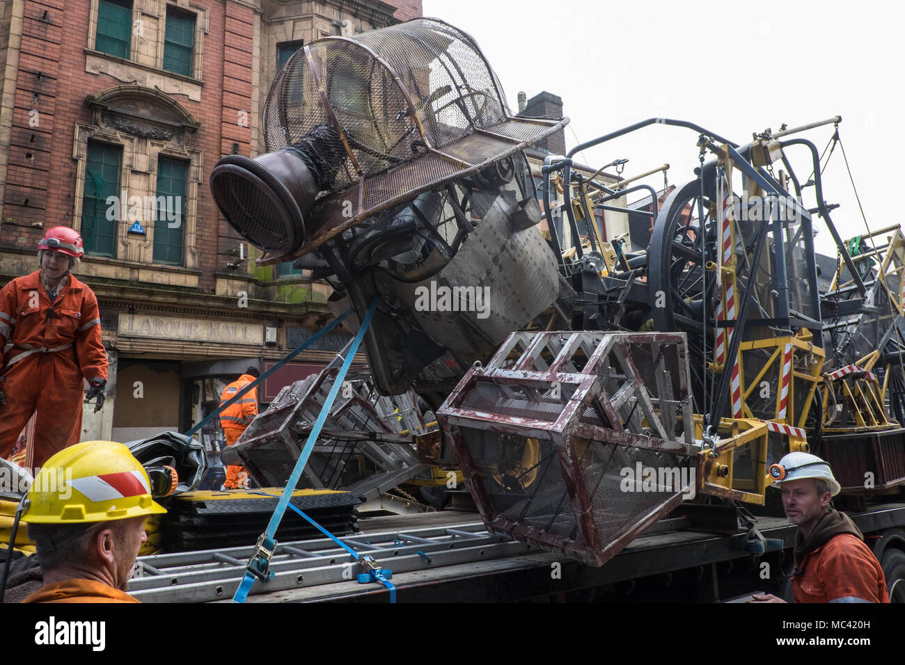 Swansea, Wales, UK. 12th Apr, 2018. "The Man Engine" procession in