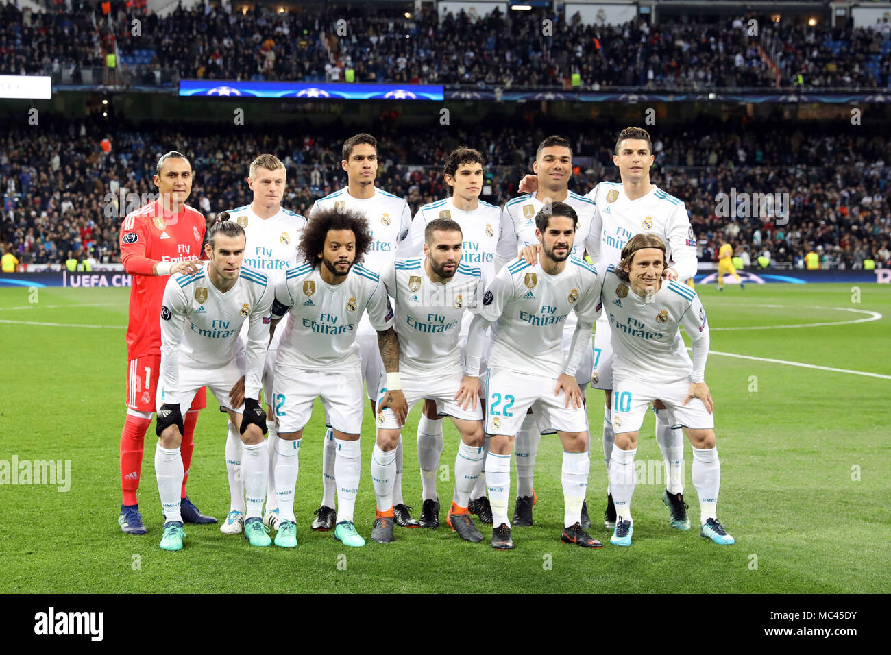 Players of Real Madrid pose before the UEFA Champions League Group