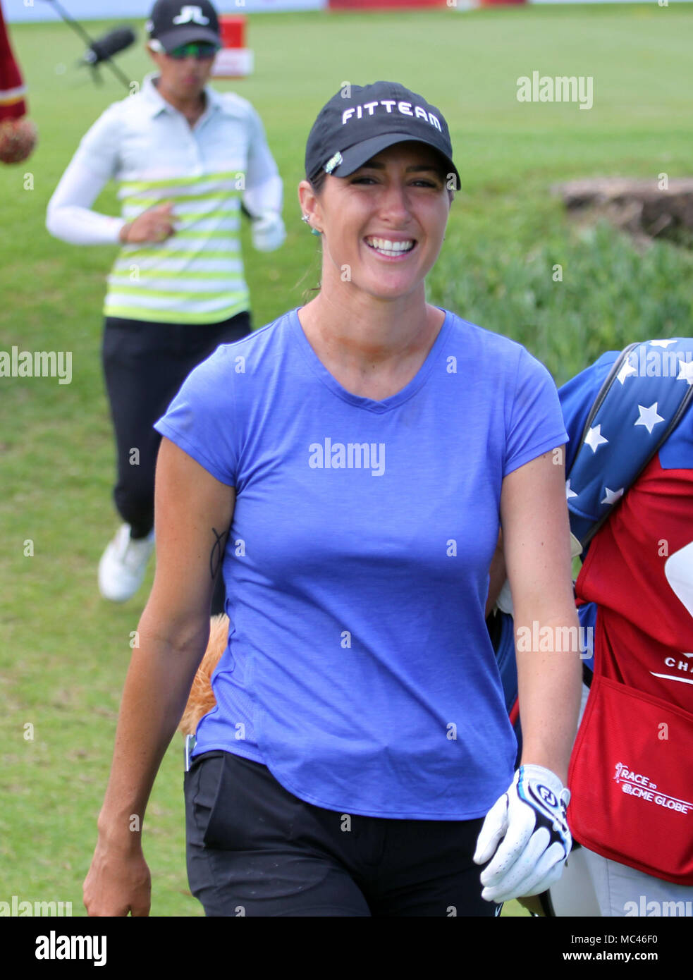 April 11, 2018 - Jaye Marie Green smiles coming off the 9th tee during the first round of the LPGA LOTTE Championship at the Ko Olina Golf Club in Kapolei, HI - Michael Sullivan/CSM Stock Photo