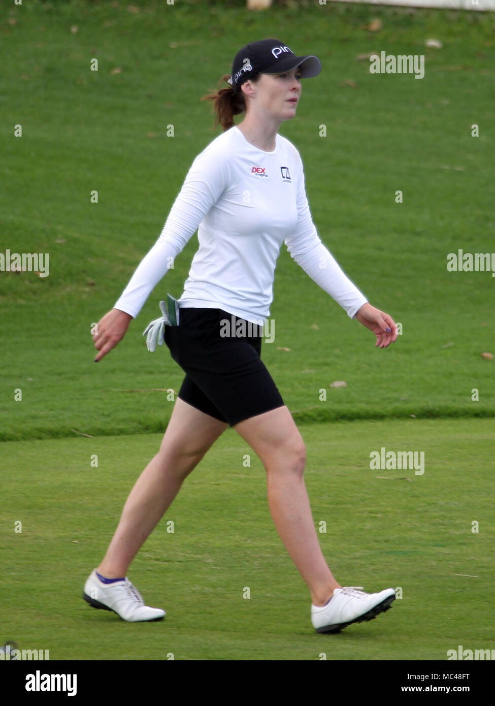 April 12, 2018 - Brittany Altomare walks the 3rd fairway during the second round of the LPGA LOTTE Championship at the Ko Olina Golf Club in Kapolei, HI - Michael Sullivan/CSM Stock Photo