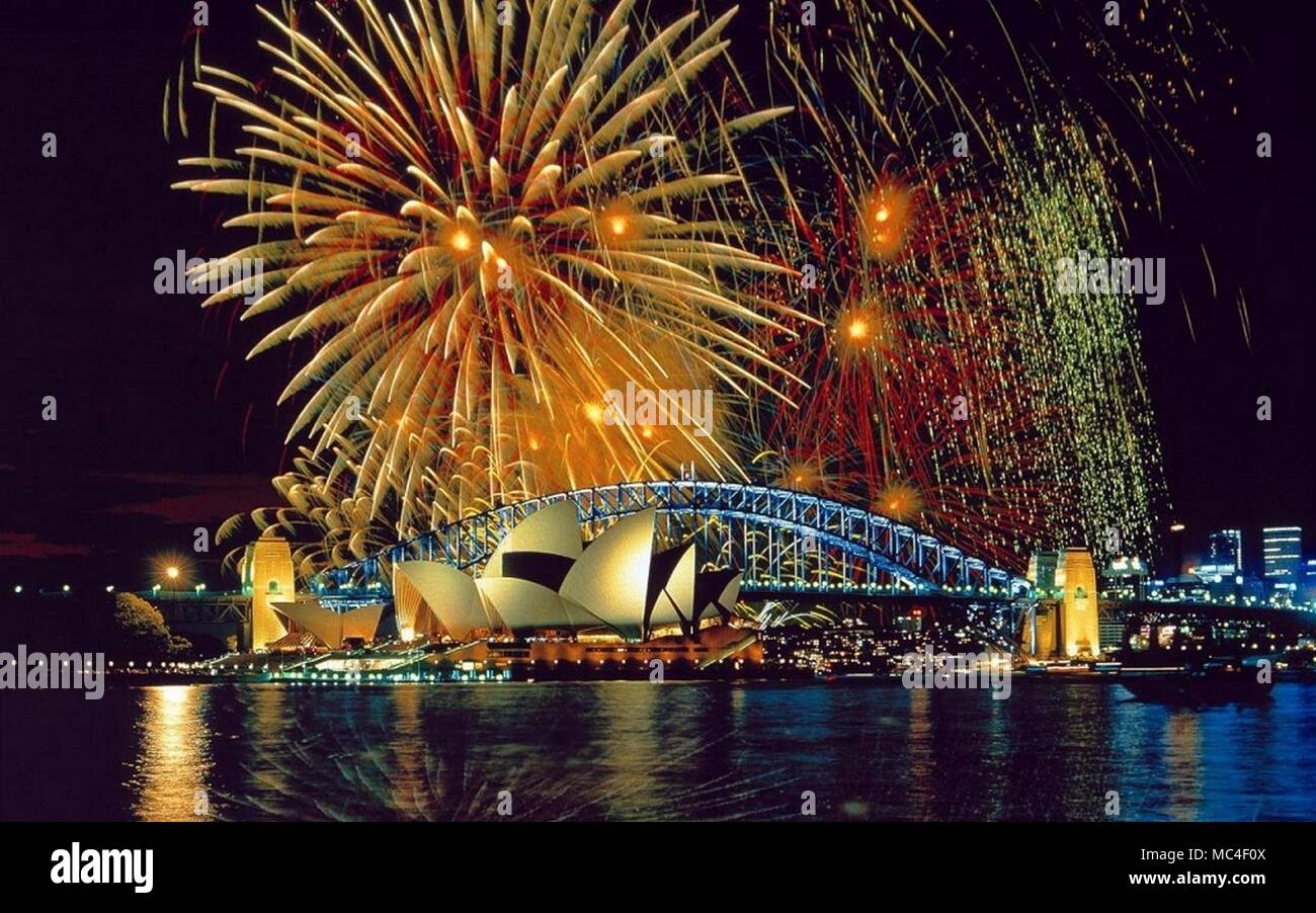Bridges Amazing Fireworks Stock Photo
