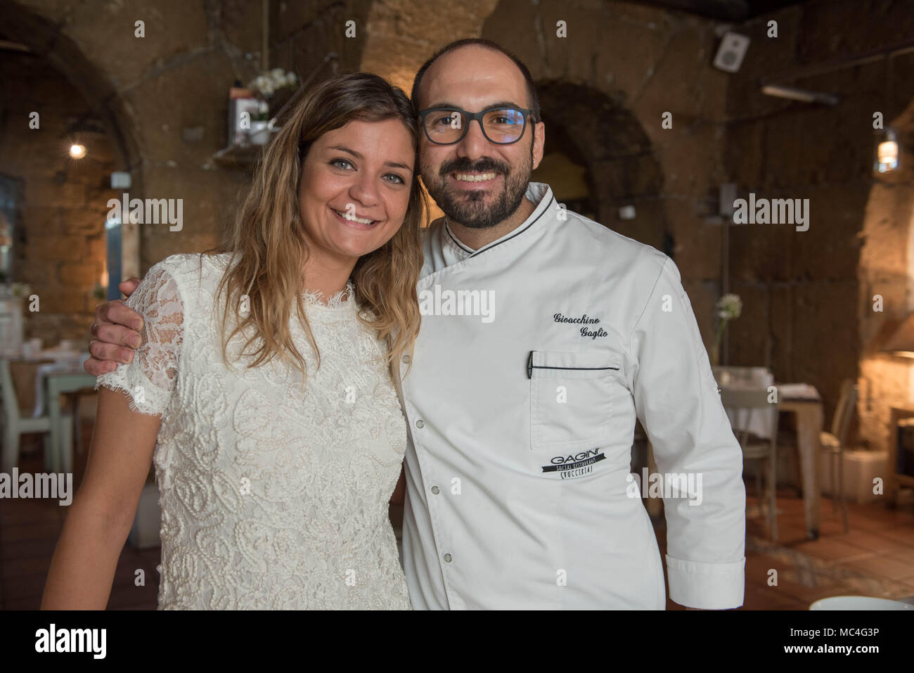 Aesna Pavia restaurant maid of restaurant Gagini with the chef Gioacchino Gaglio Stock Photo
