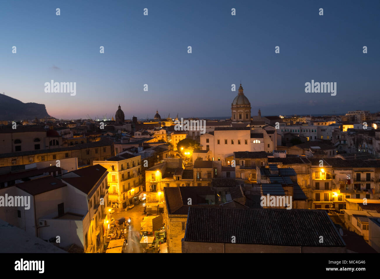 Panorama of the historic center from the Ballarò Tower Stock Photo