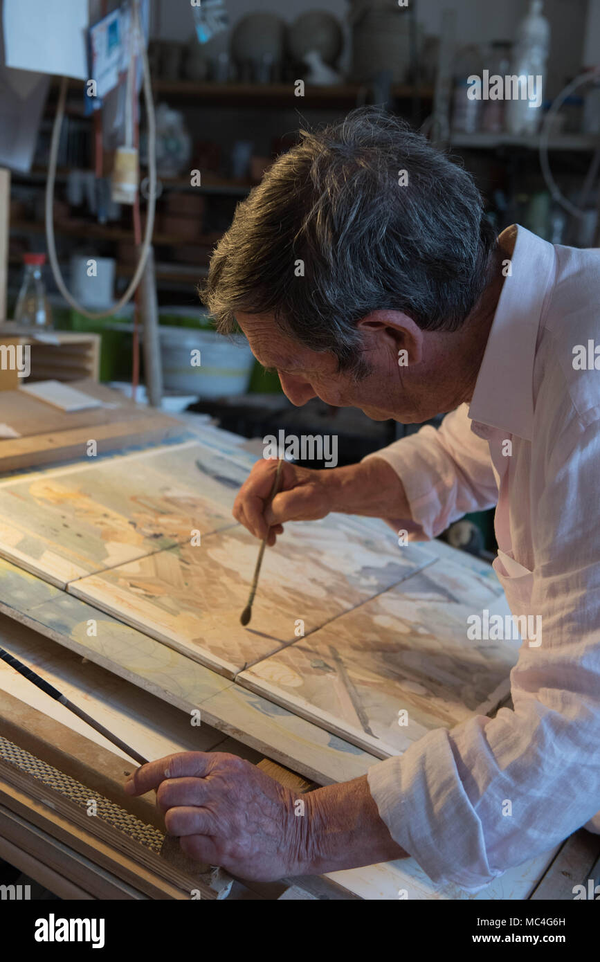 The Ceramic Artist Giuseppe Mitarotonda at work Stock Photo