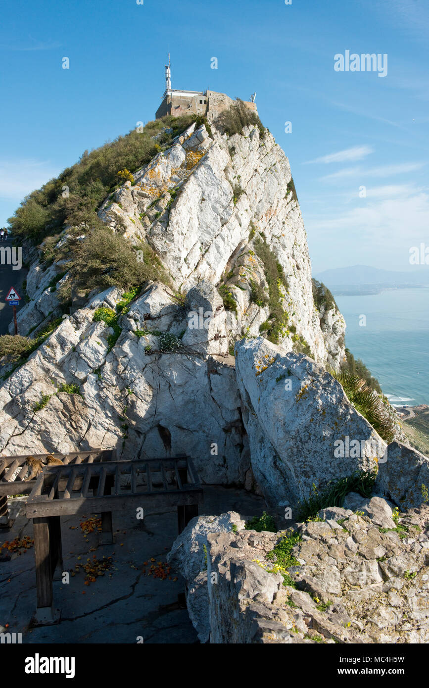Cable car station on the Rock of Gibraltar. Gibraltar, UK Stock Photo