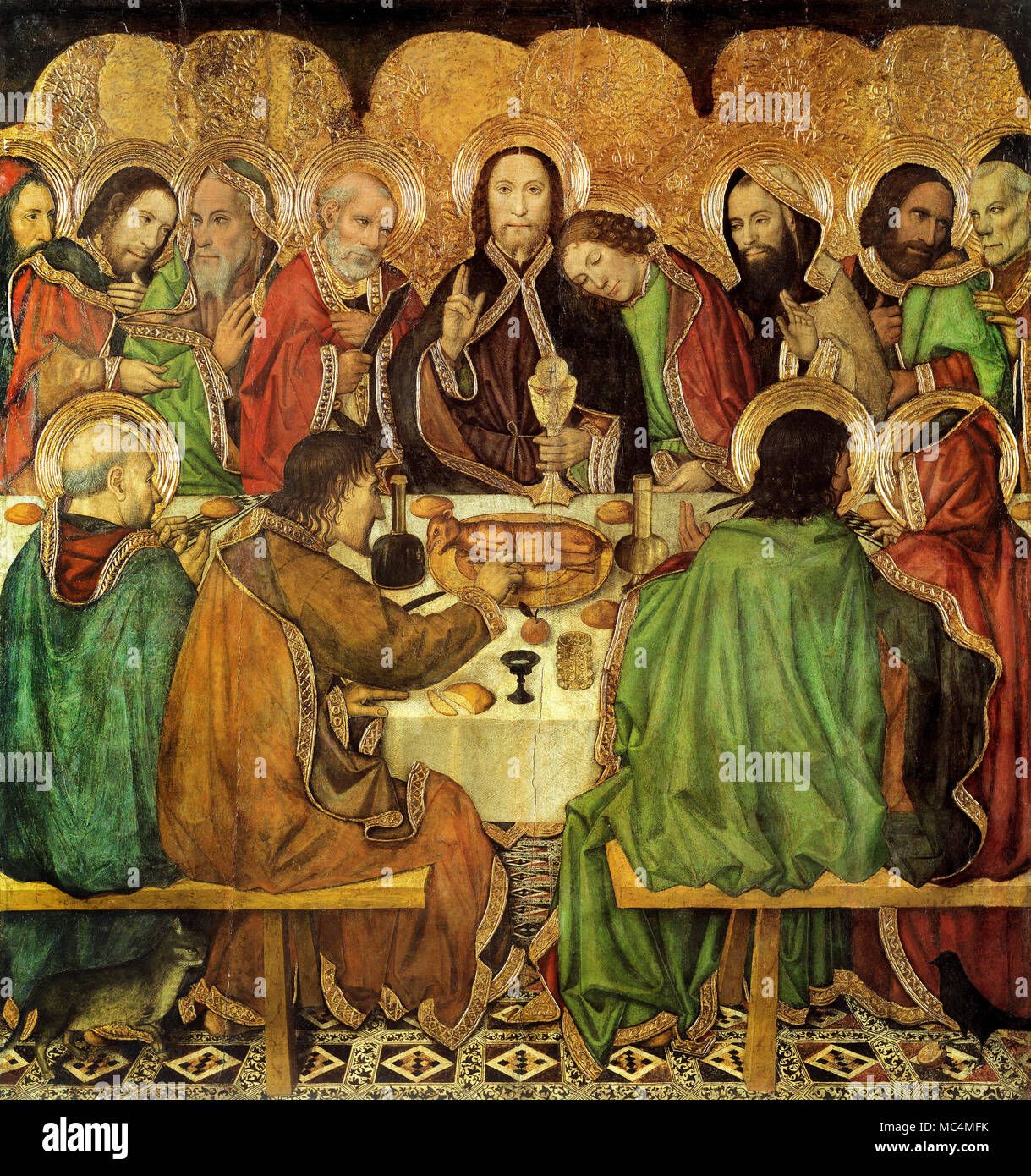 Jaume Huguet, Last Supper, Circa 1470, Oil on panel, Museu Nacional d'Art de Catalunya, Barcelona, Spain. Stock Photo