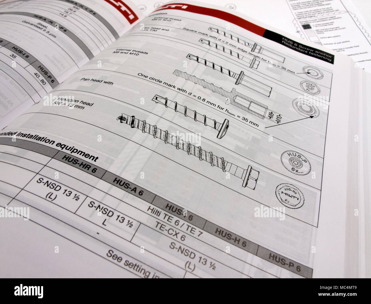 fastener technical data sheet for fixings used in the construction