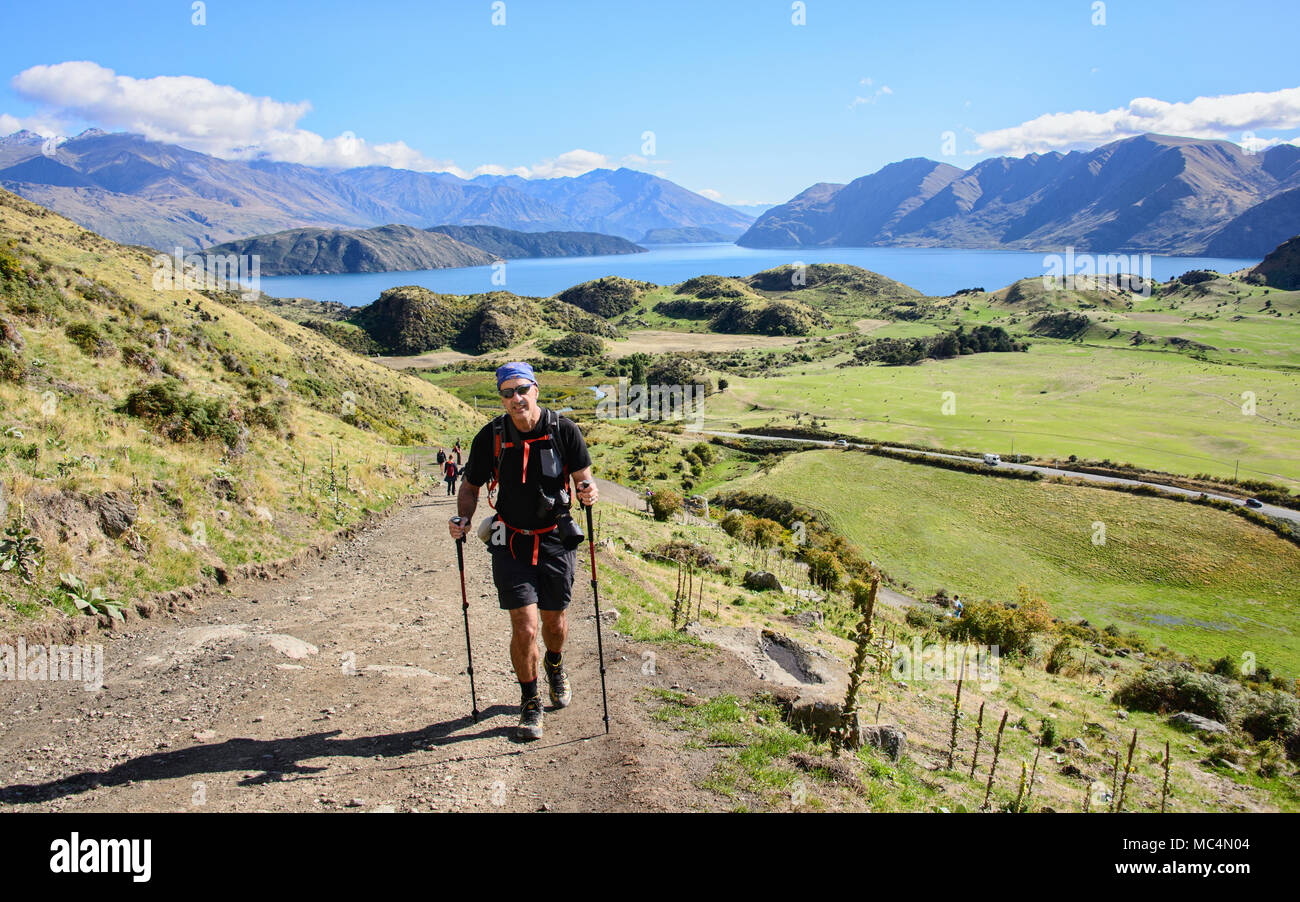 Trekking at Roy's Peak, Wanaka, New Zealand Stock Photo Alamy