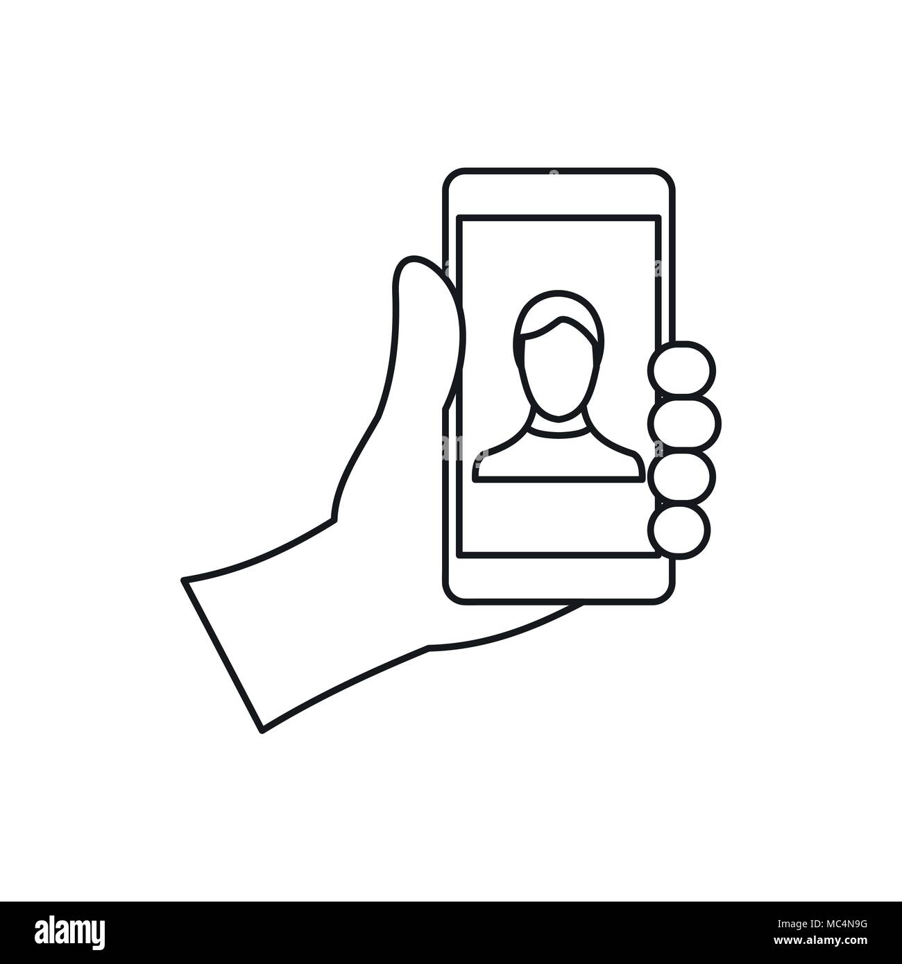 Hand holding smartphone with photo icon Stock Vector Image & Art - Alamy