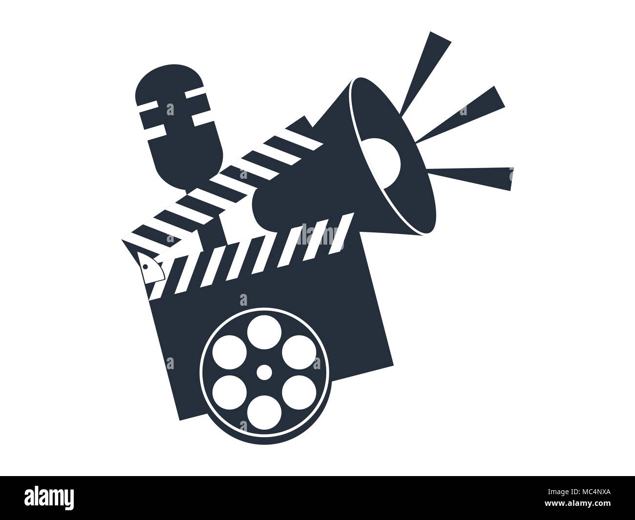 Cinematography tools. Clapperboard, movie clapper. Vector illustration