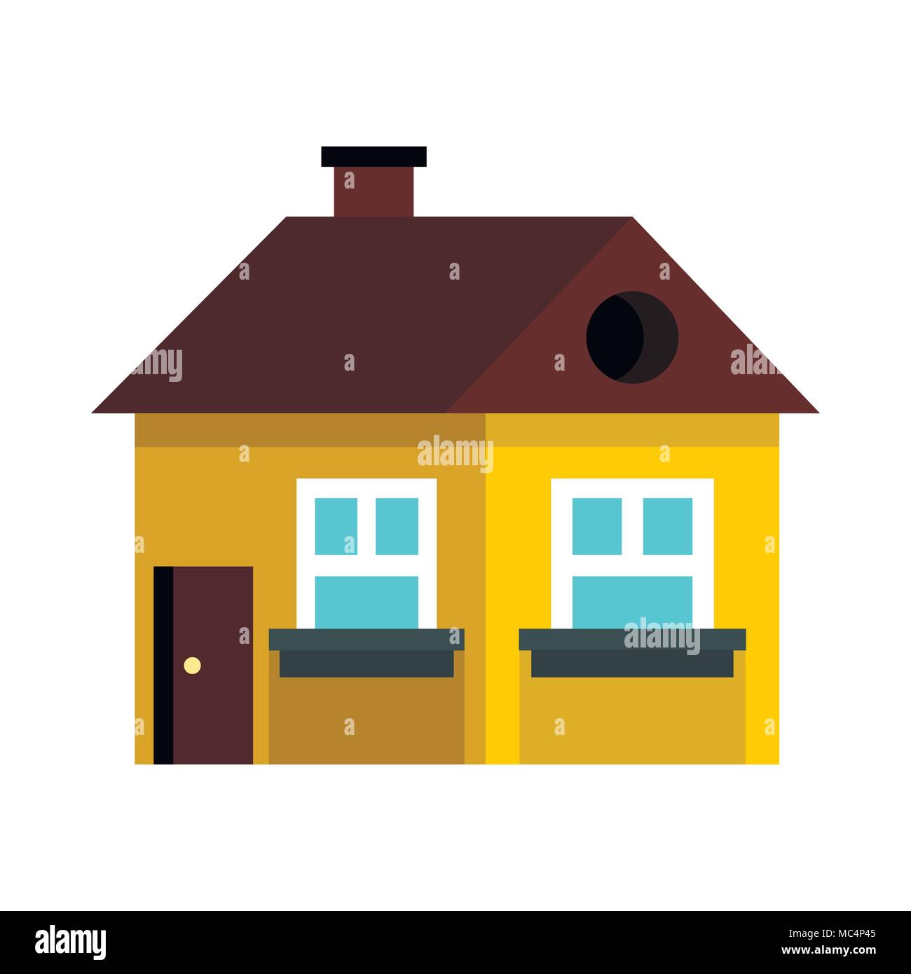 Small yellow cottage with brown roof icon Stock Vector Image & Art - Alamy