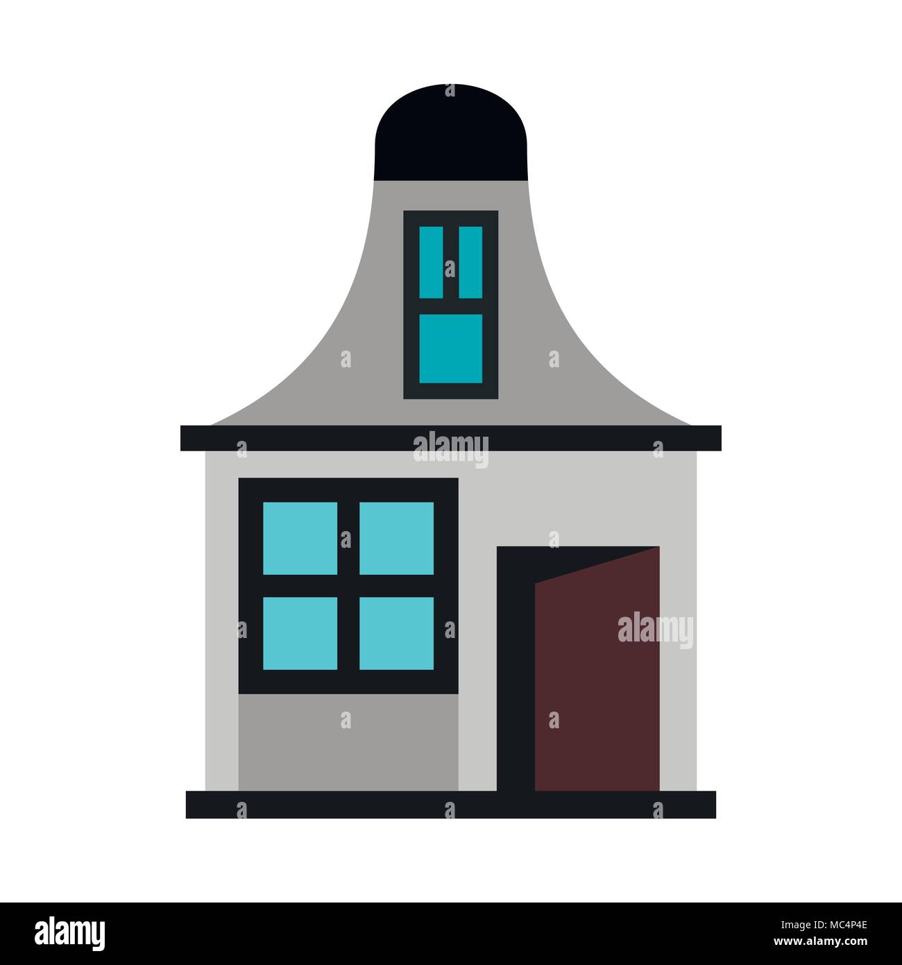 House with a mansard icon, flat style Stock Vector