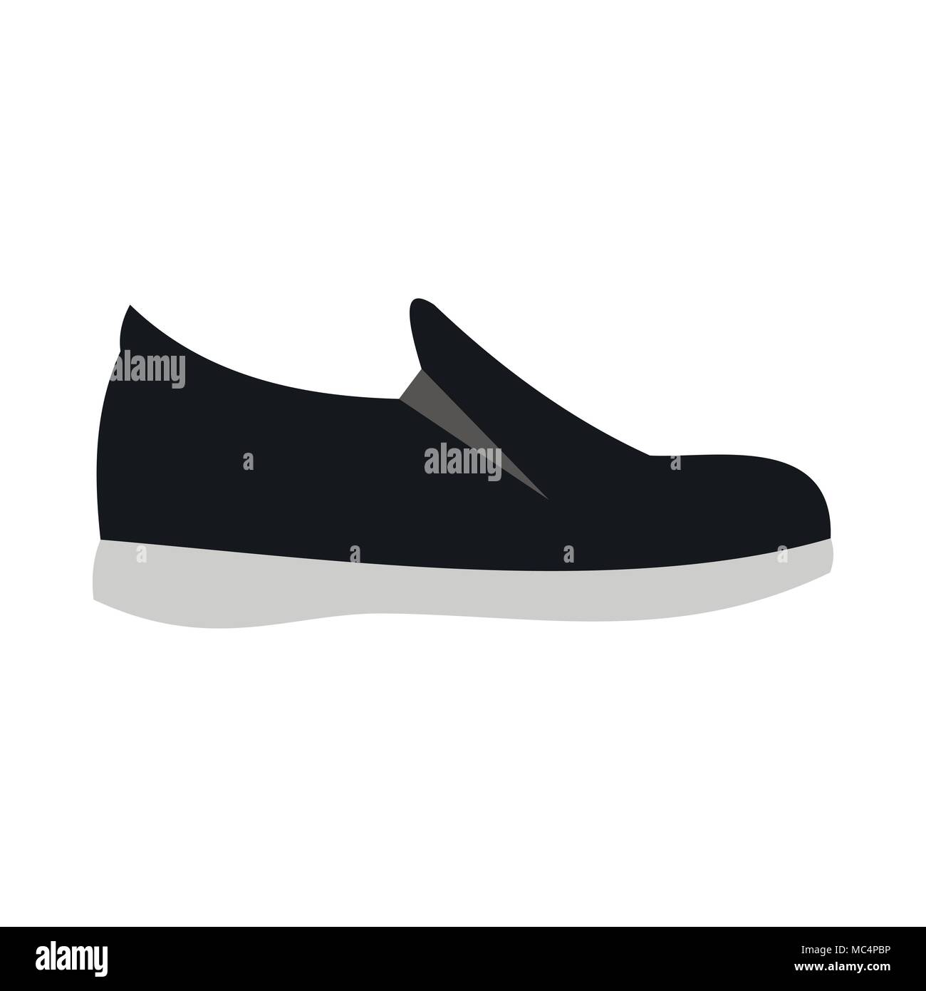 Black shoe with white sole icon, flat style Stock Vector