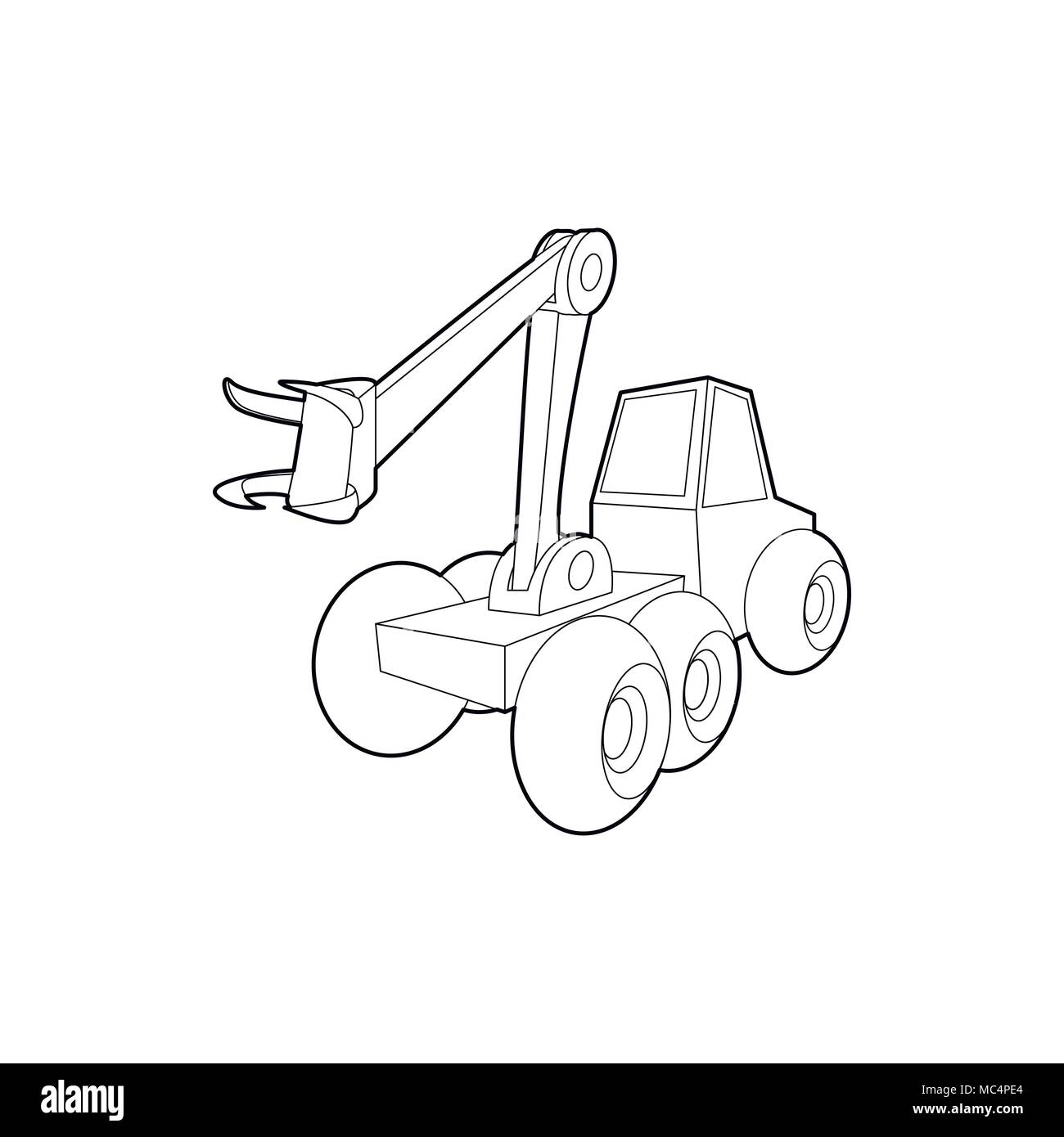 Hydraulic crane icon, outline style Stock Vector