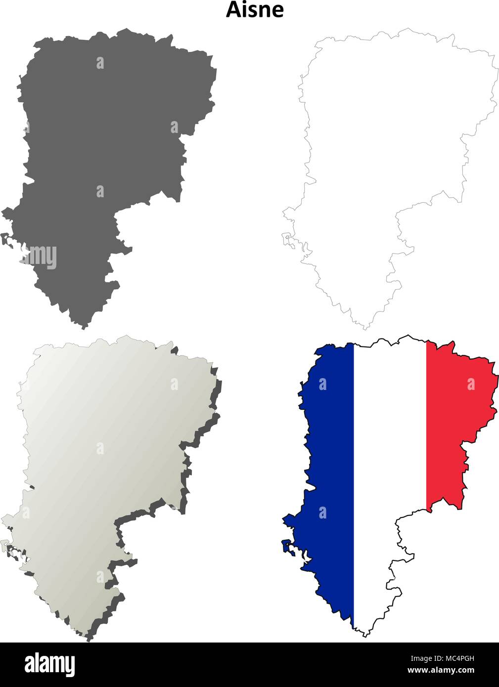 Aisne, Picardy outline map set Stock Vector