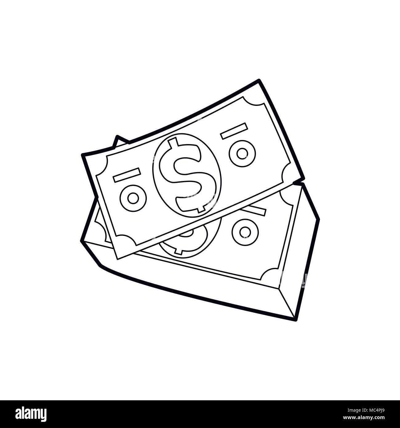 Dollar bills icon in outline style Stock Vector