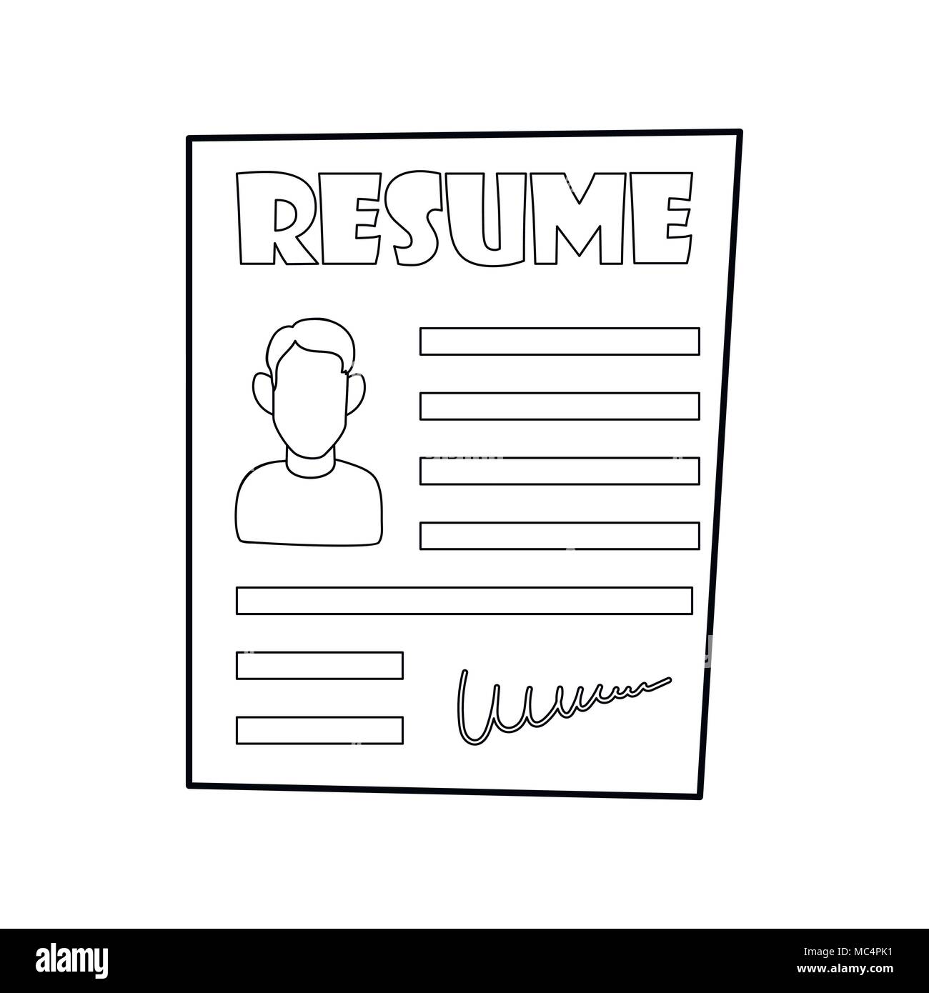 Resume line icon outline Black and White Stock Photos & Images - Alamy