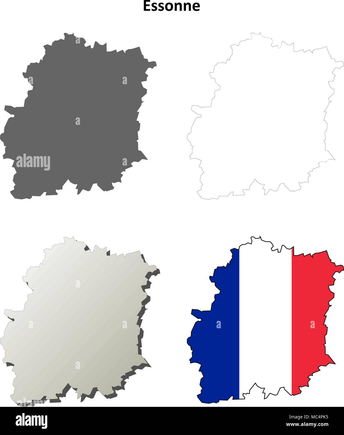 Essonne, Ile-de-France outline map set Stock Vector