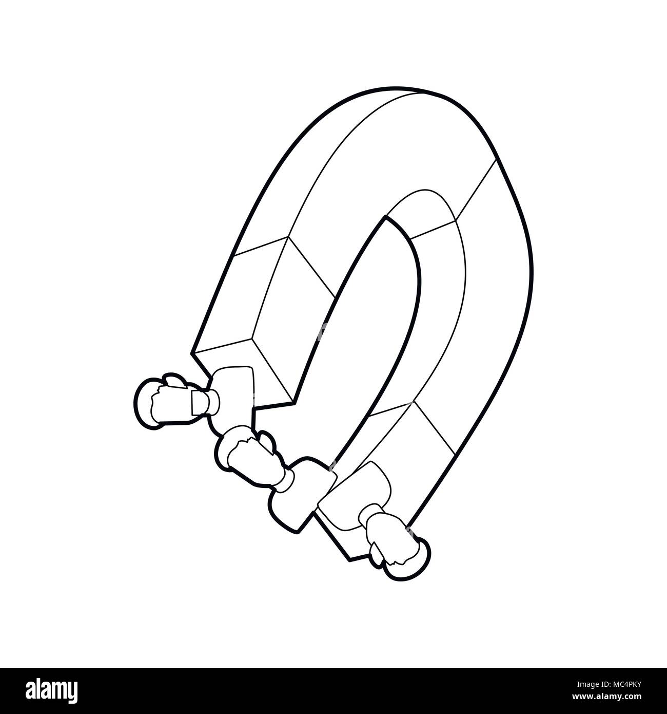 Magnet draws to itself different people icon Stock Vector