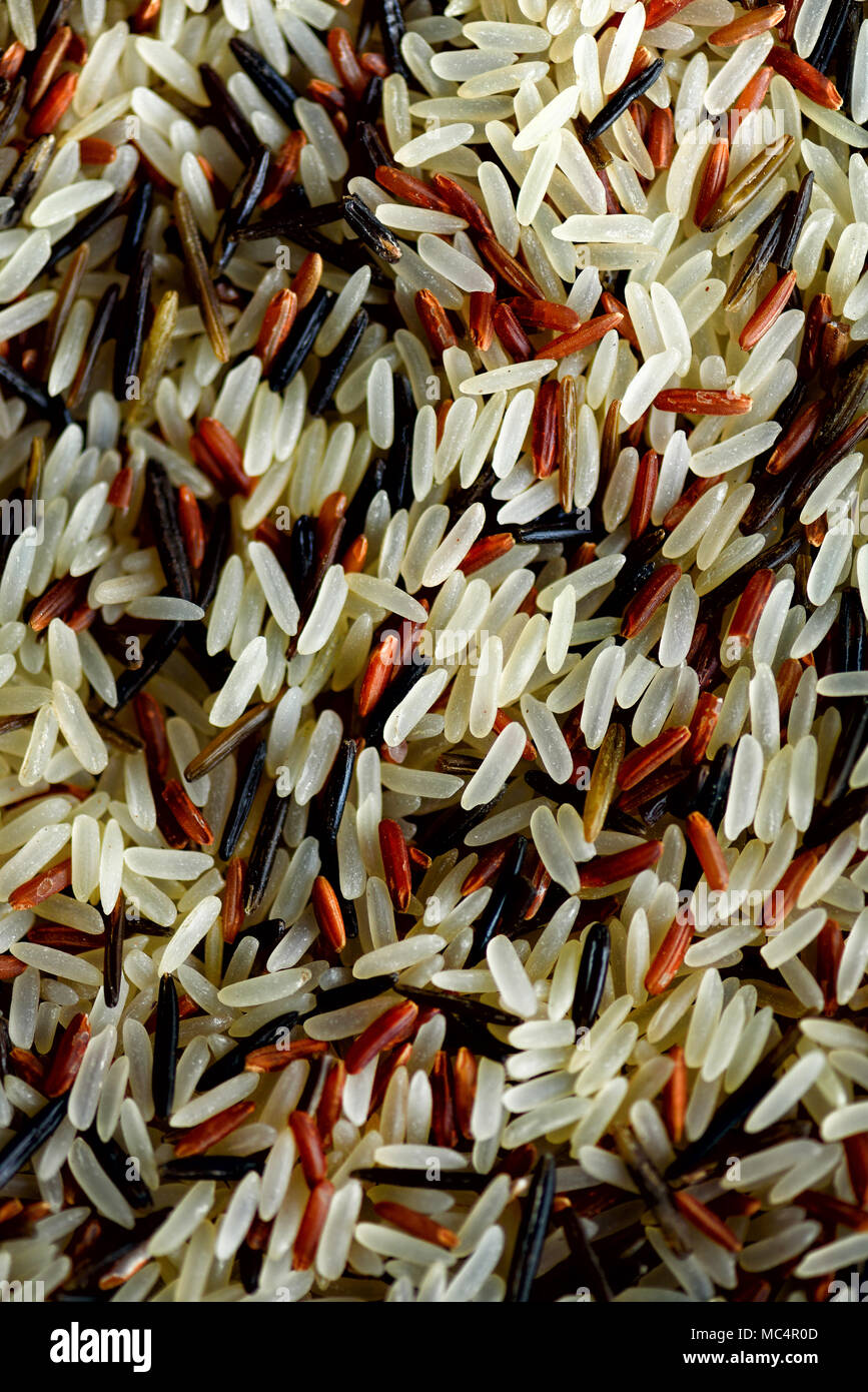 Raw organic rice berry and brown rice mixed texture. Food ingredient