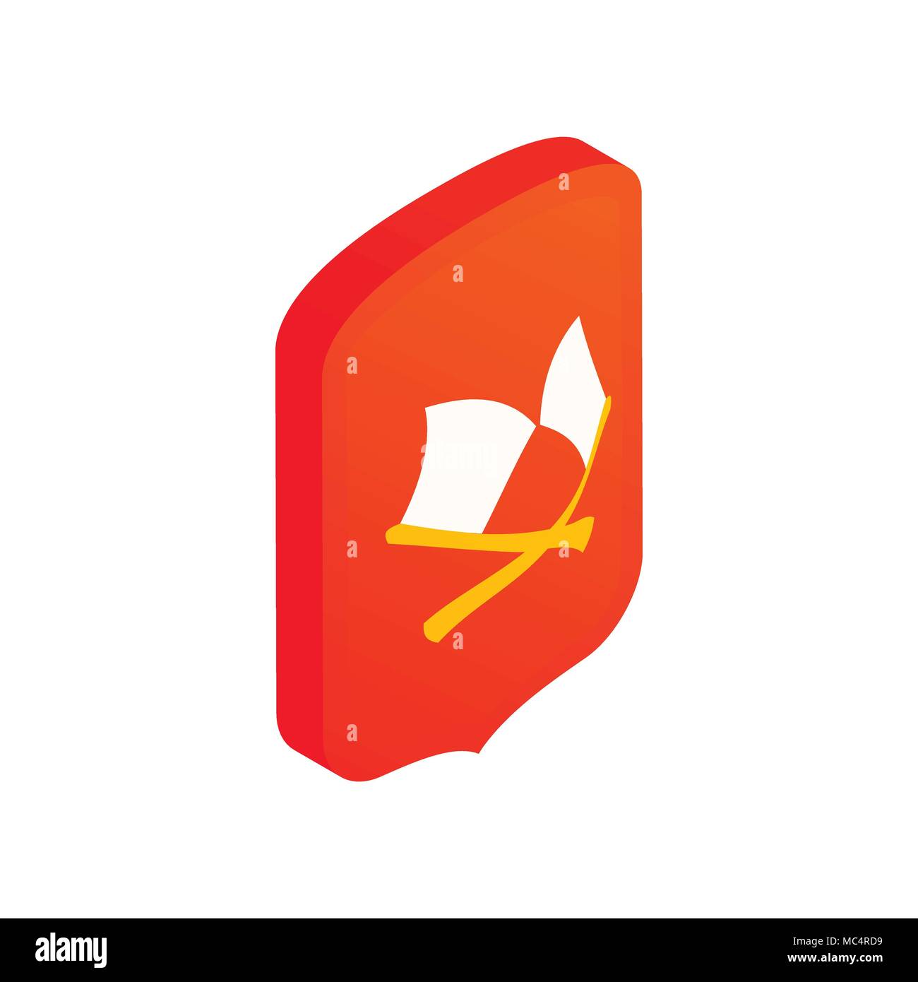 Shield with crossed axes icon, isometric 3d style Stock Vector