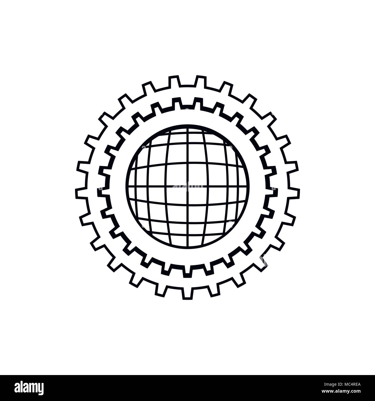 World setting online icon, outline style Stock Vector