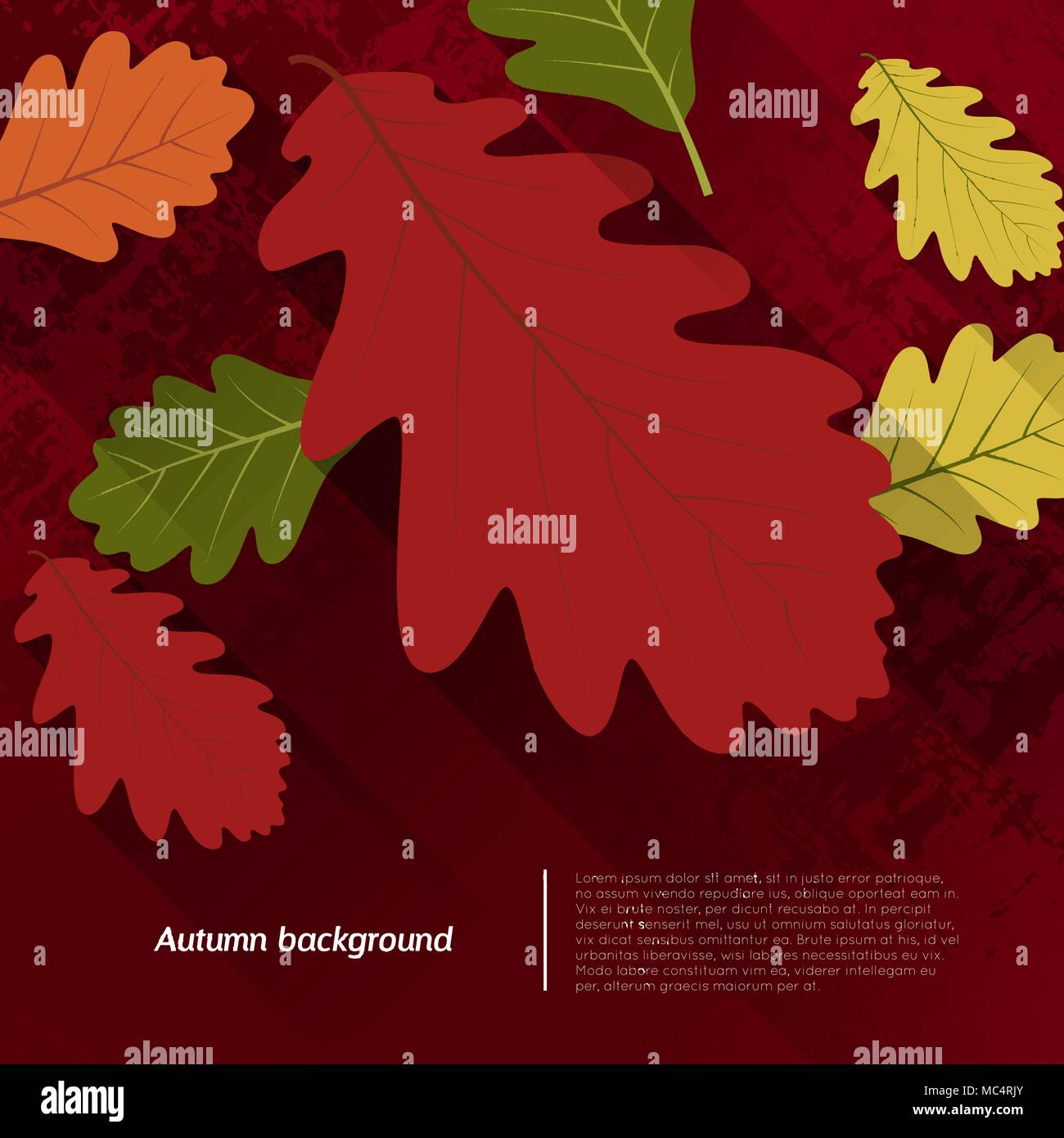 abstract autumn background with oak leafs, flat shadow effect Stock ...