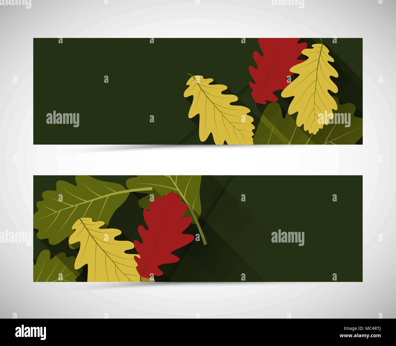 autumn abstract banners with oak leafs Stock Vector