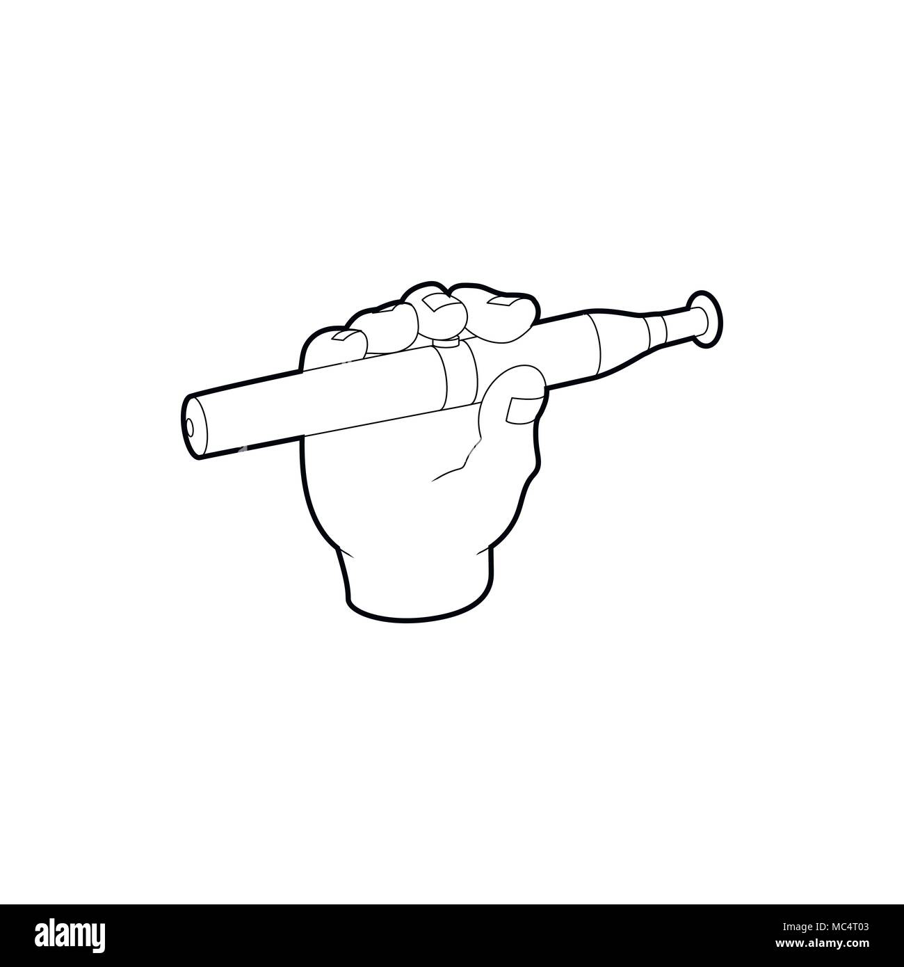 Hand holding e-cigarette icon, outline style Stock Vector