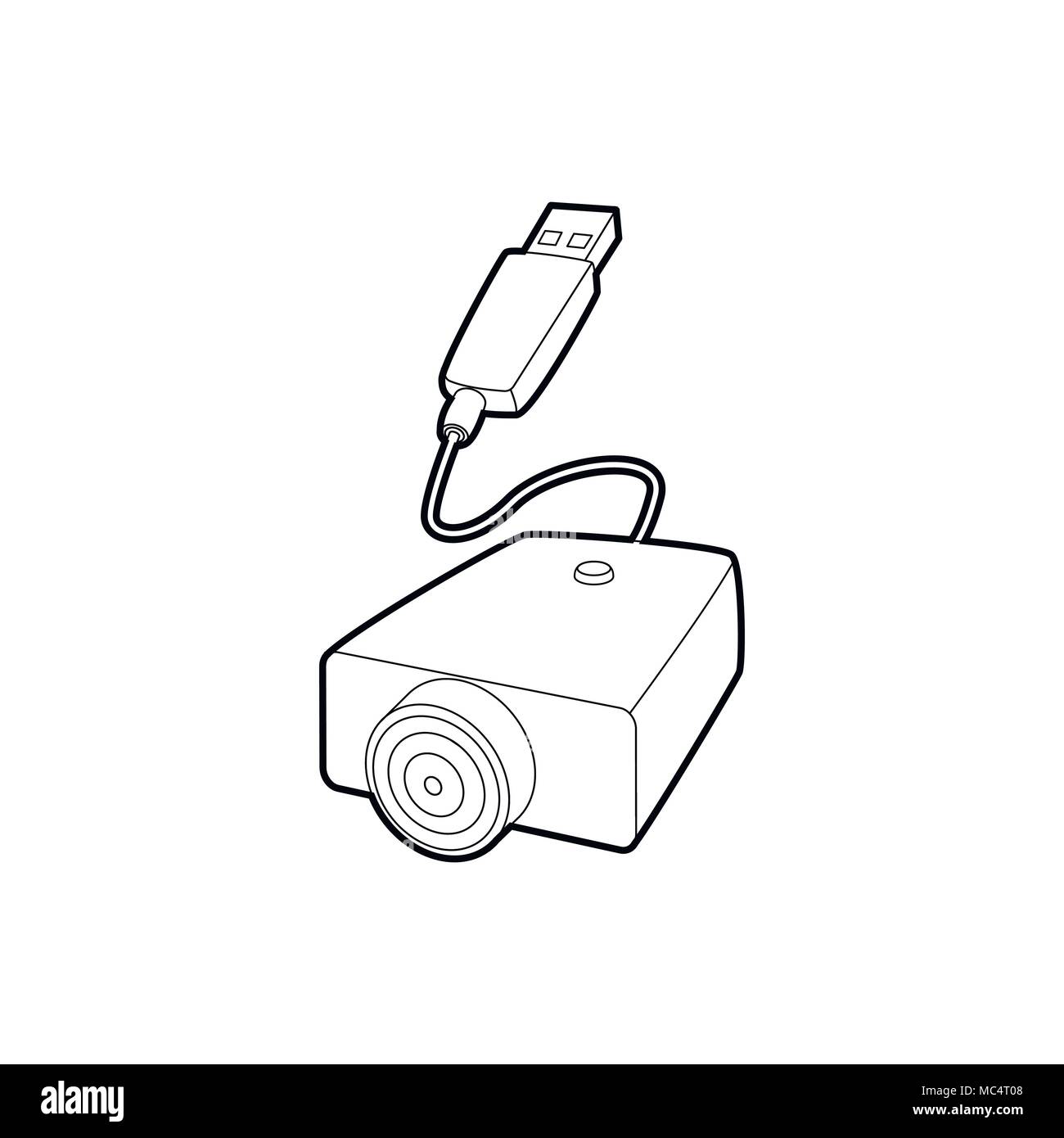 E-cigarette USB cable charge icon, outline style Stock Vector