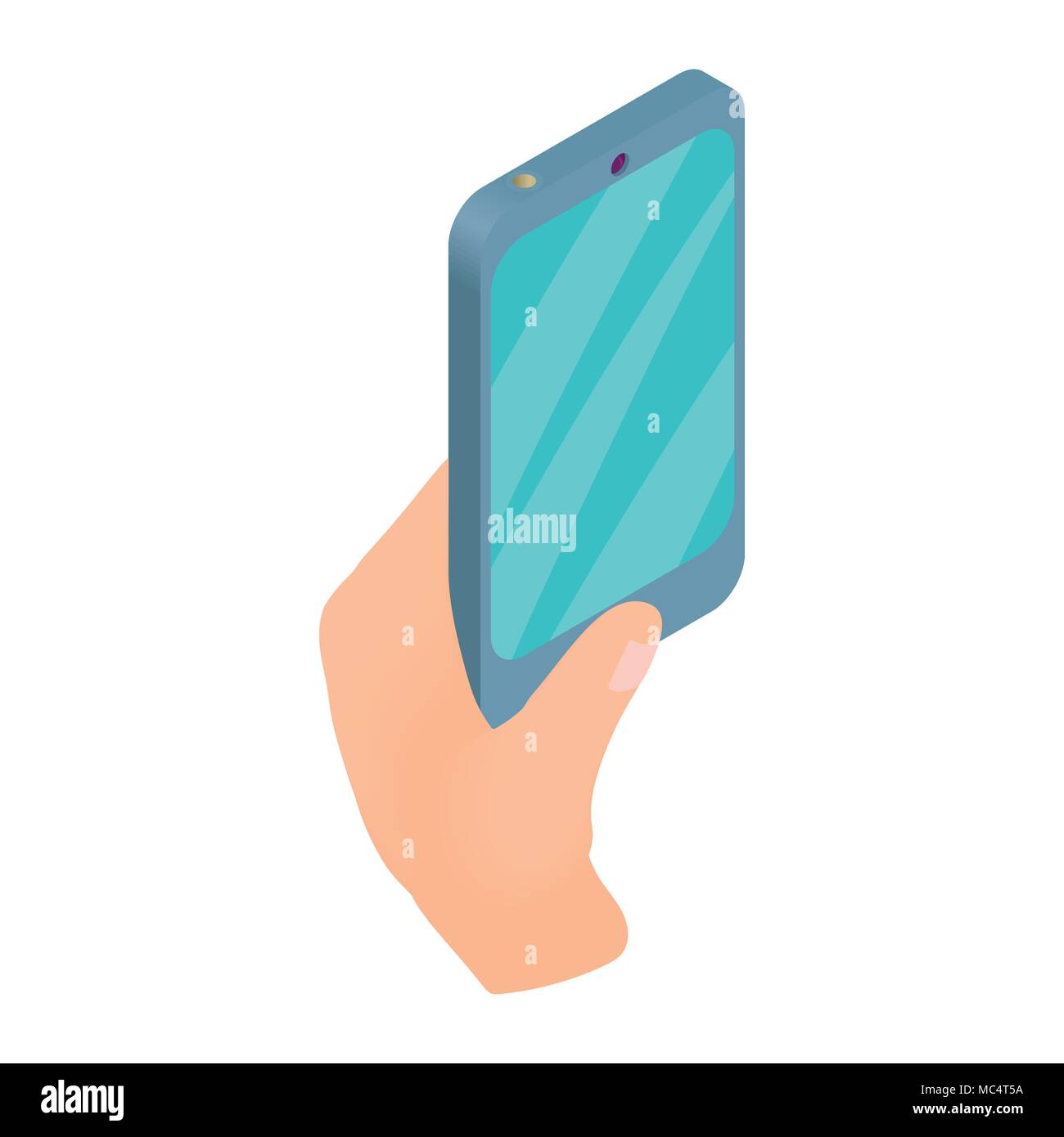 Male hand holding smartphone icon, cartoon style Stock Vector Image ...