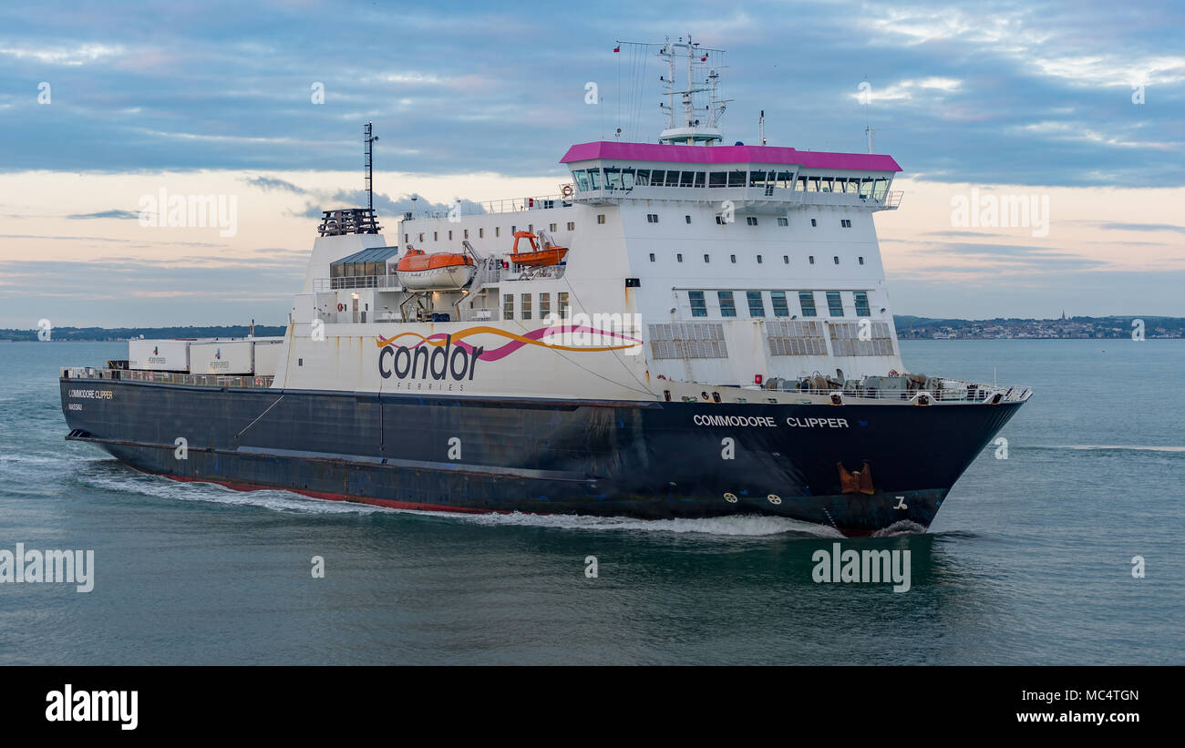 Condor Ferry Entering Portsmouth Harbour with Blue Sky Stock Photo - Alamy