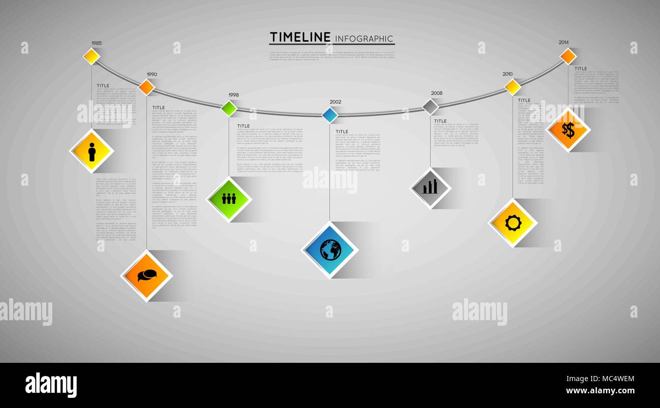 timeline infographic template with icons, flat design effect Stock ...