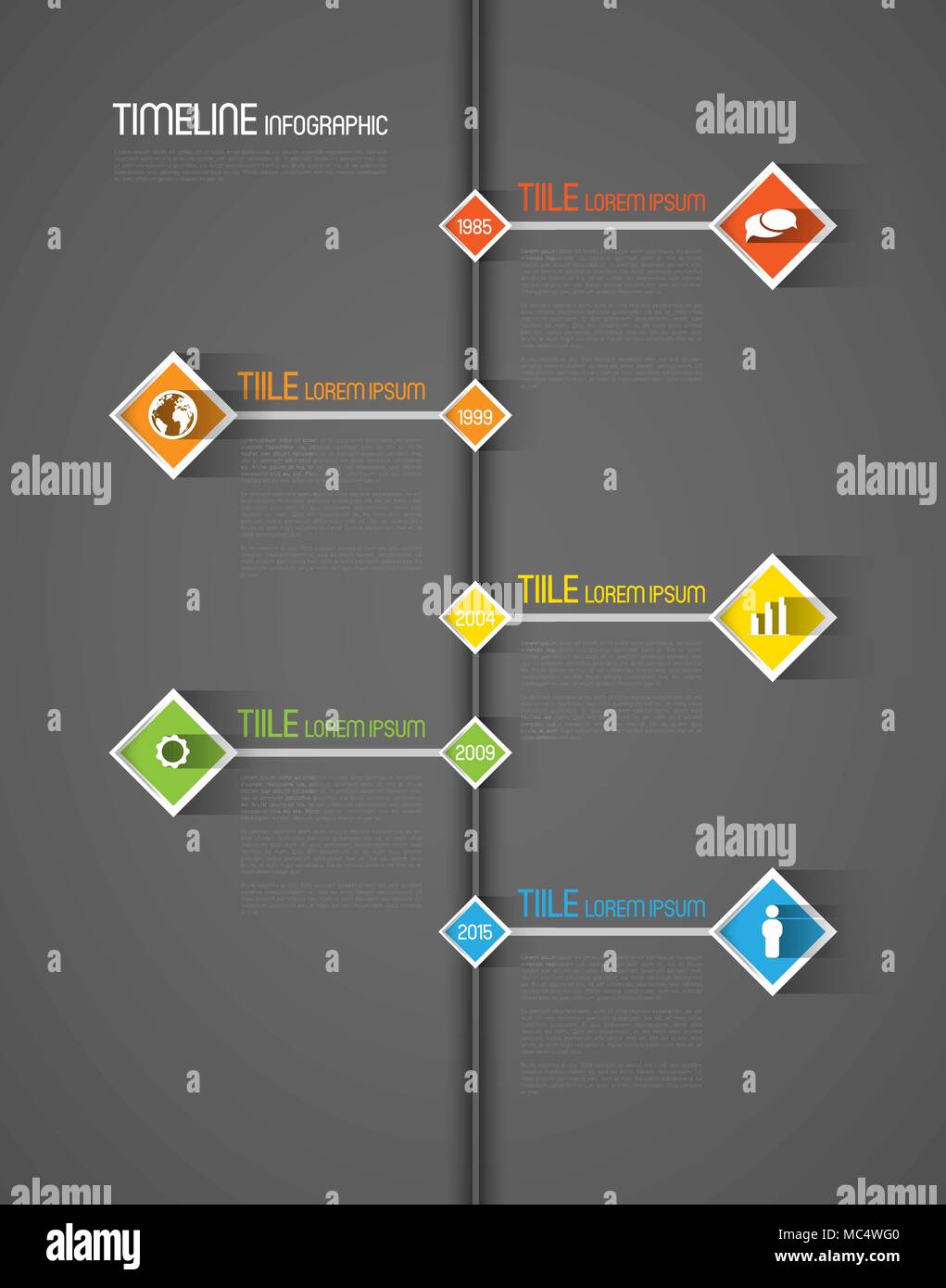 timeline infographic template with icons, flat design effect Stock ...