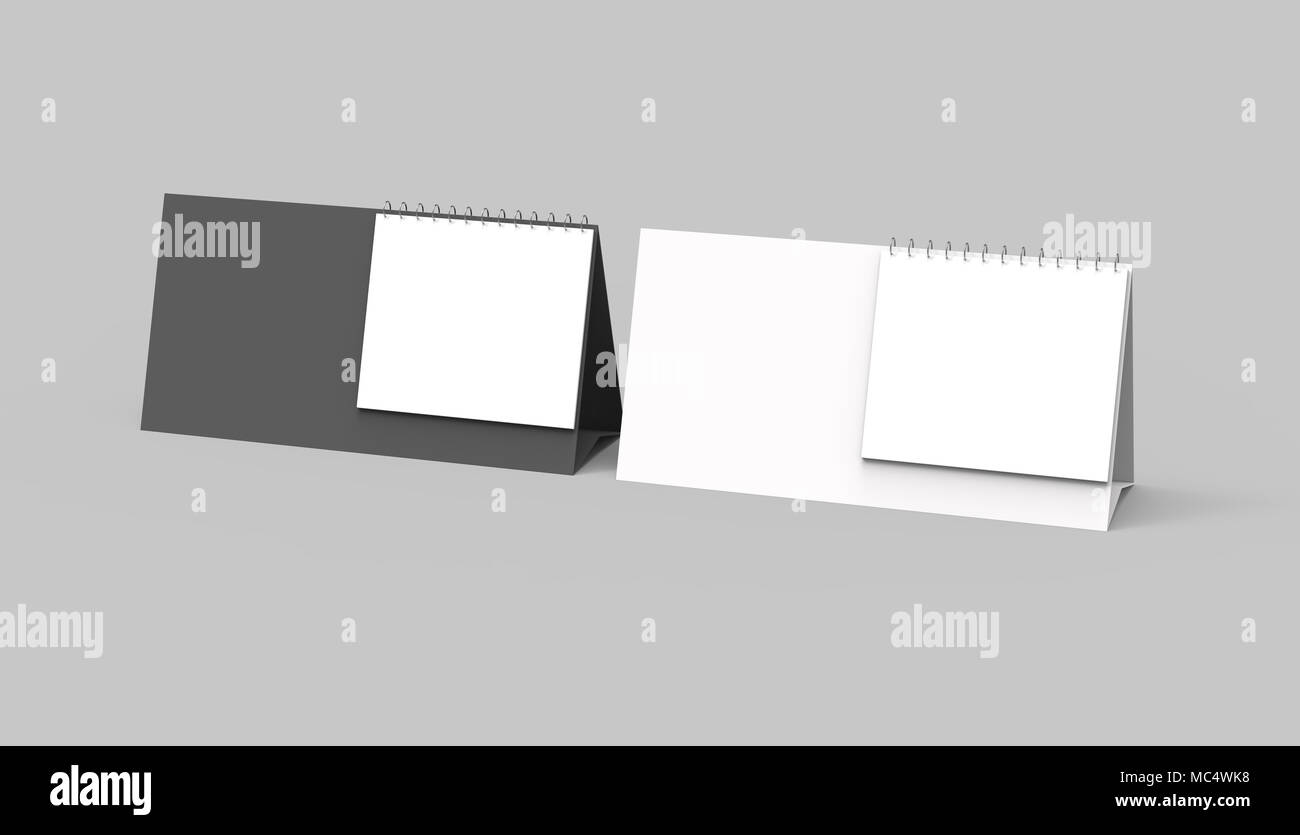 Blank desk calendar, 3d render calendar mockup set with empty space for design uses Stock Photo