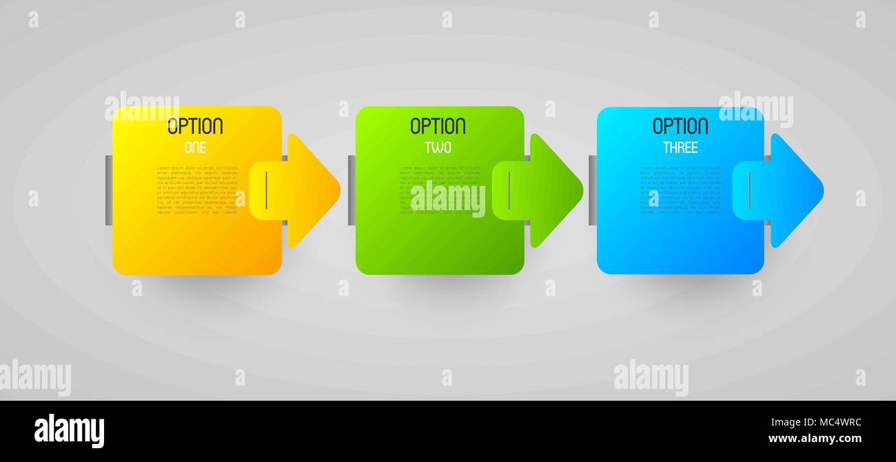 abstract progression tags with option steps and direction arrows, design element Stock Vector