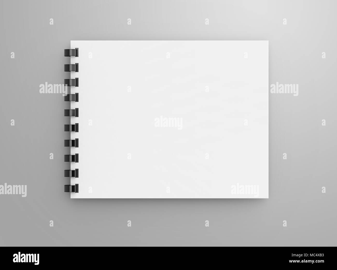 Spiral notebook in 3d render, open notebook with empty space for design