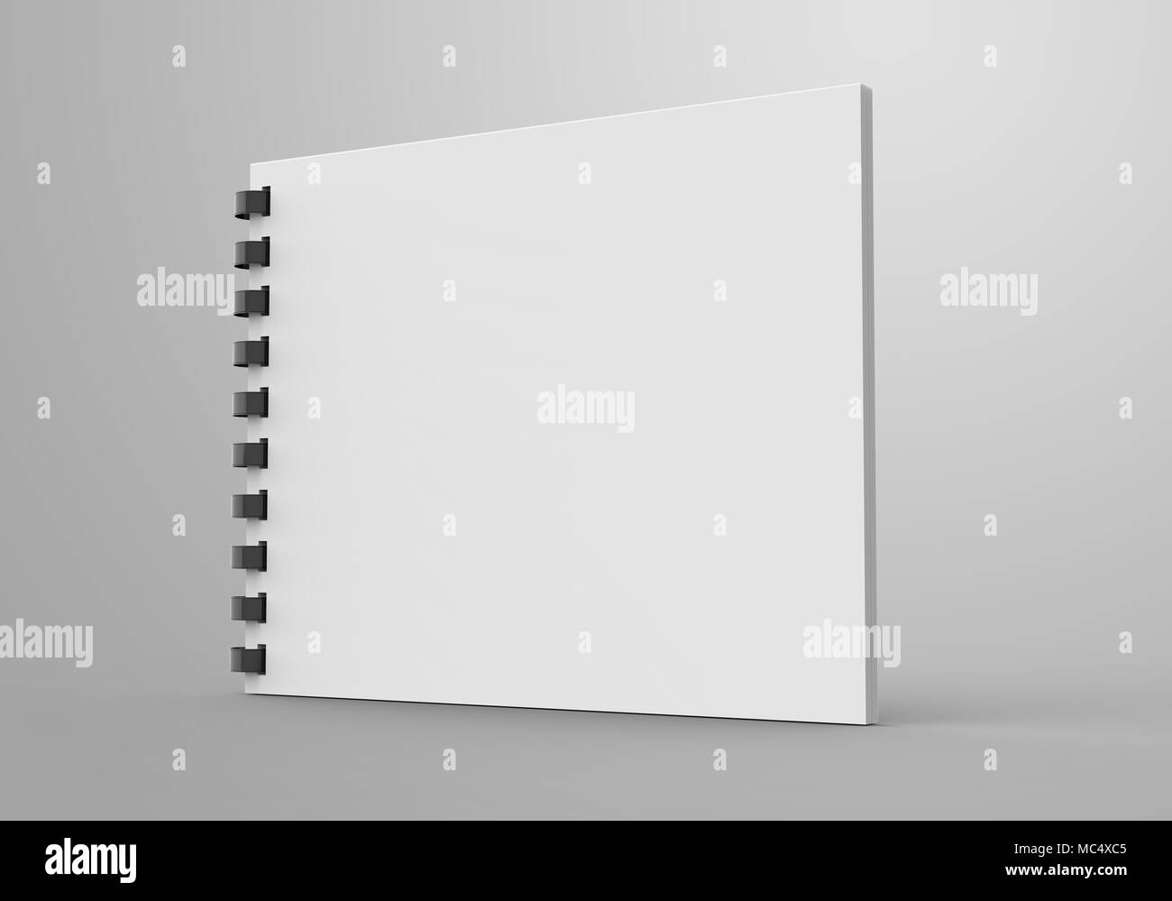 Spiral notebook in 3d render, open notebook with empty space for design