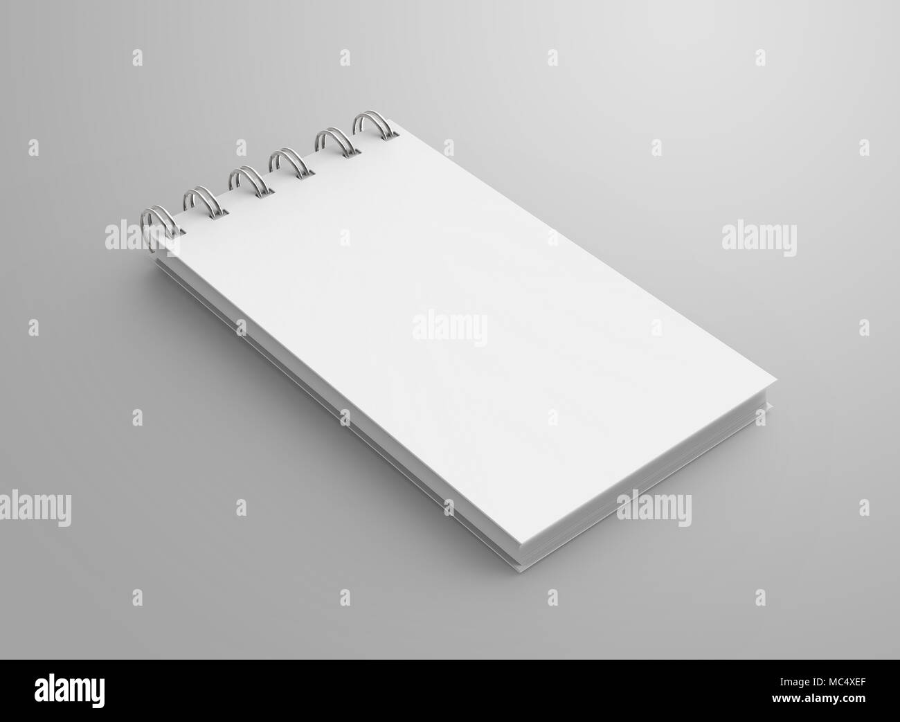 Spiral notebook in 3d render, open notebook with empty space for design