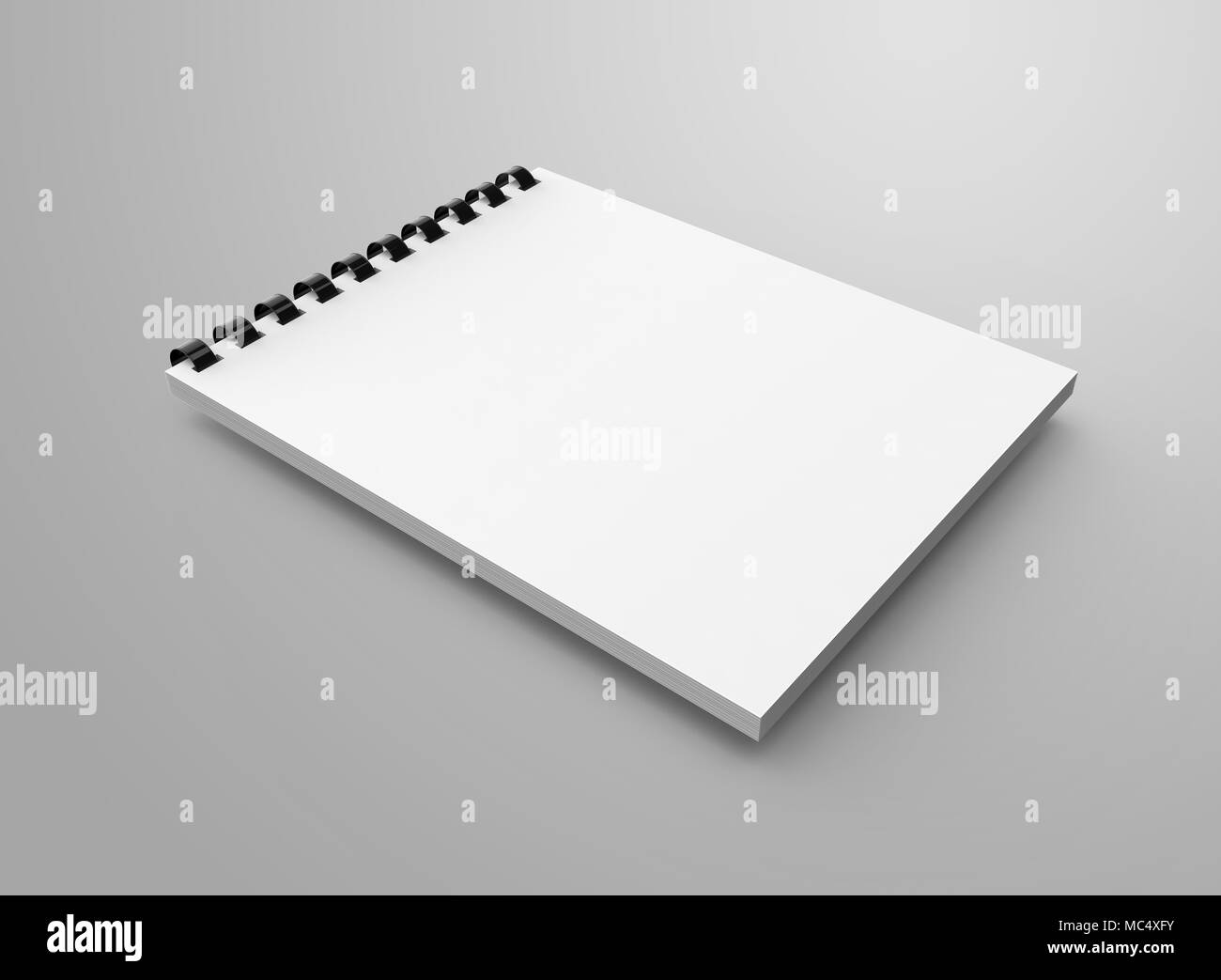 Spiral notebook in 3d render, open notebook with empty space for design