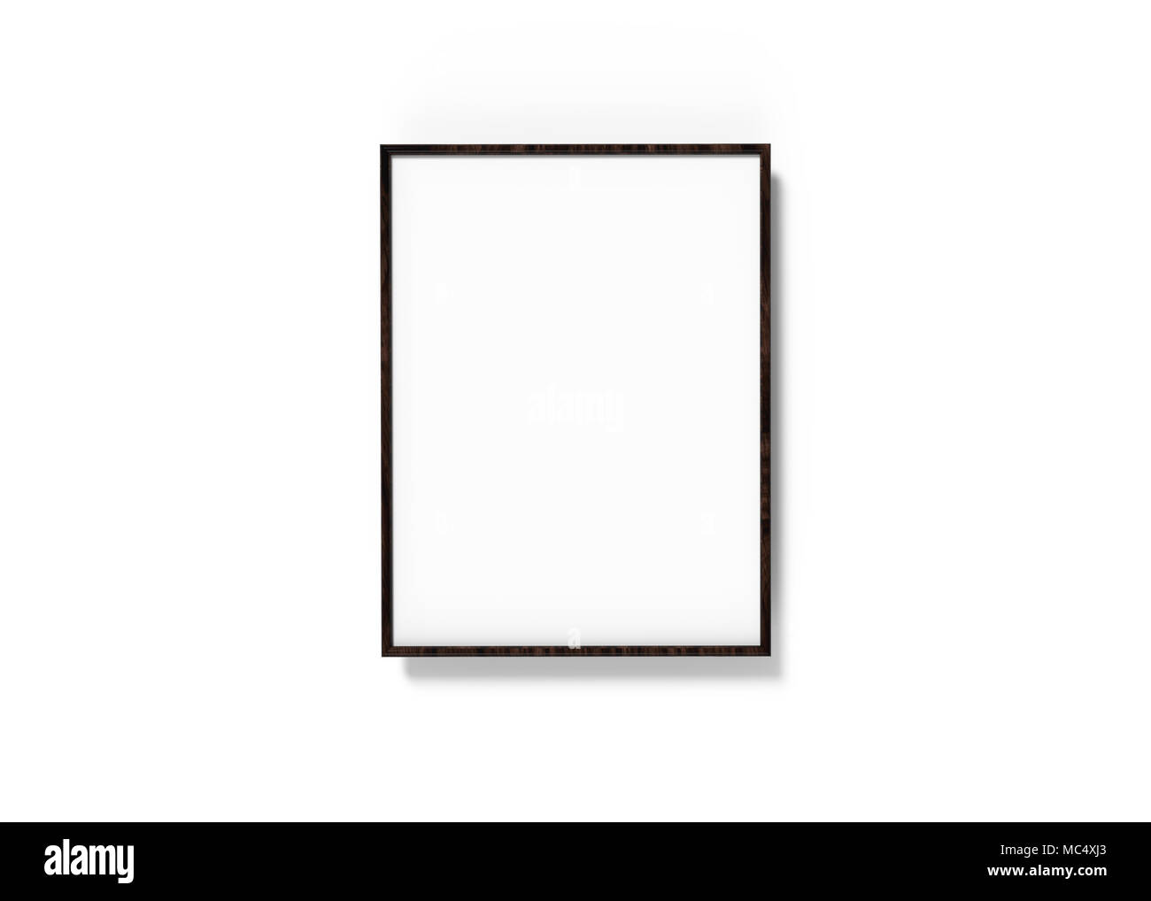 Black picture frame, 3d render thin frame with empty space for