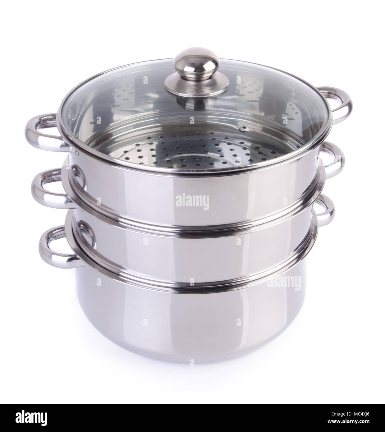 steamer pan on white background Stock Photo - Alamy