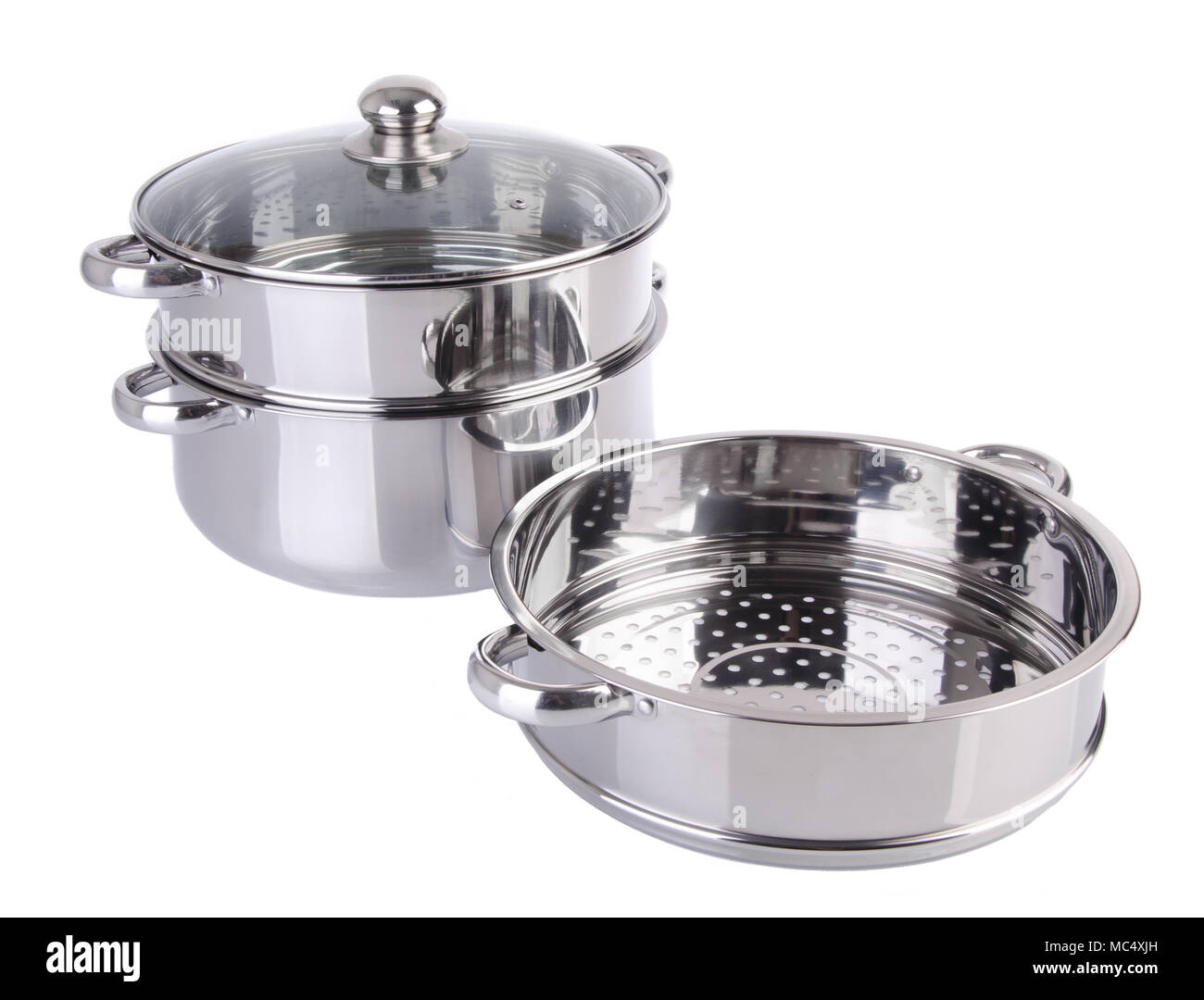 steamer pan on white background Stock Photo Alamy