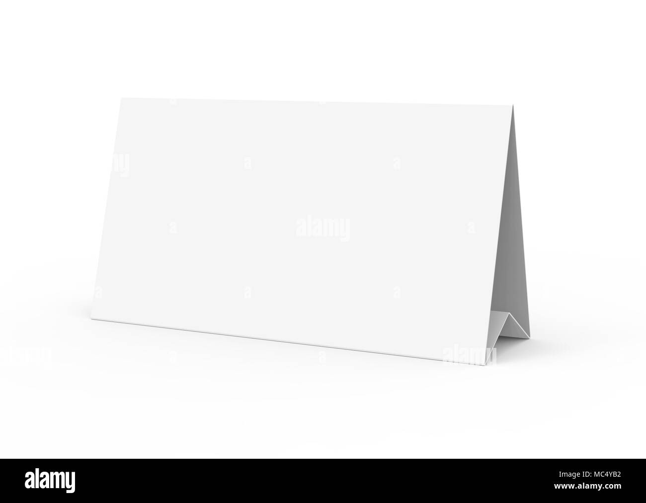 Blank paper tent template, white tent card with empty space in 3d