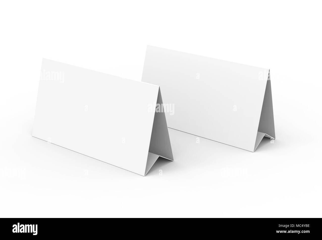 Blank paper tent template, white tent cards set with empty space in 3d