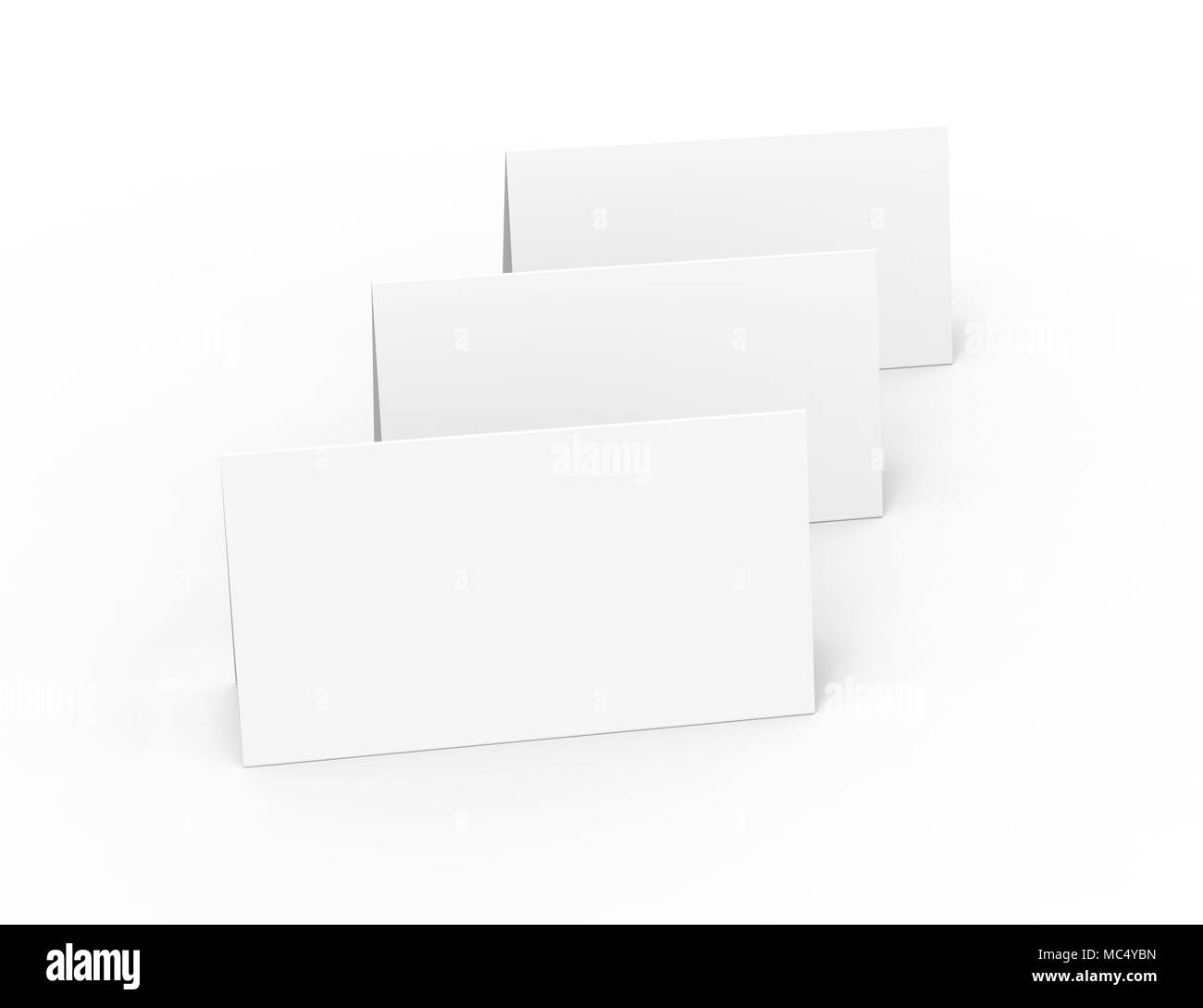 Blank paper tent template, white tent cards set with empty space in 3d