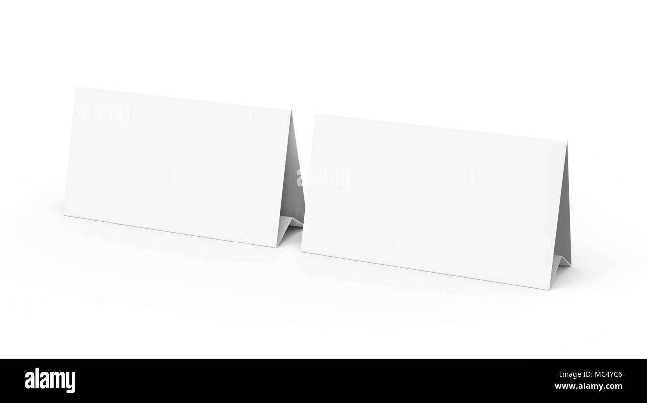 Blank paper tent template, white tent cards set with empty space in 3d