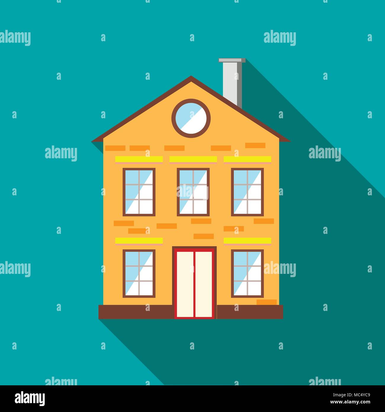 Two stored cottage icon, flat style Stock Vector Image & Art - Alamy