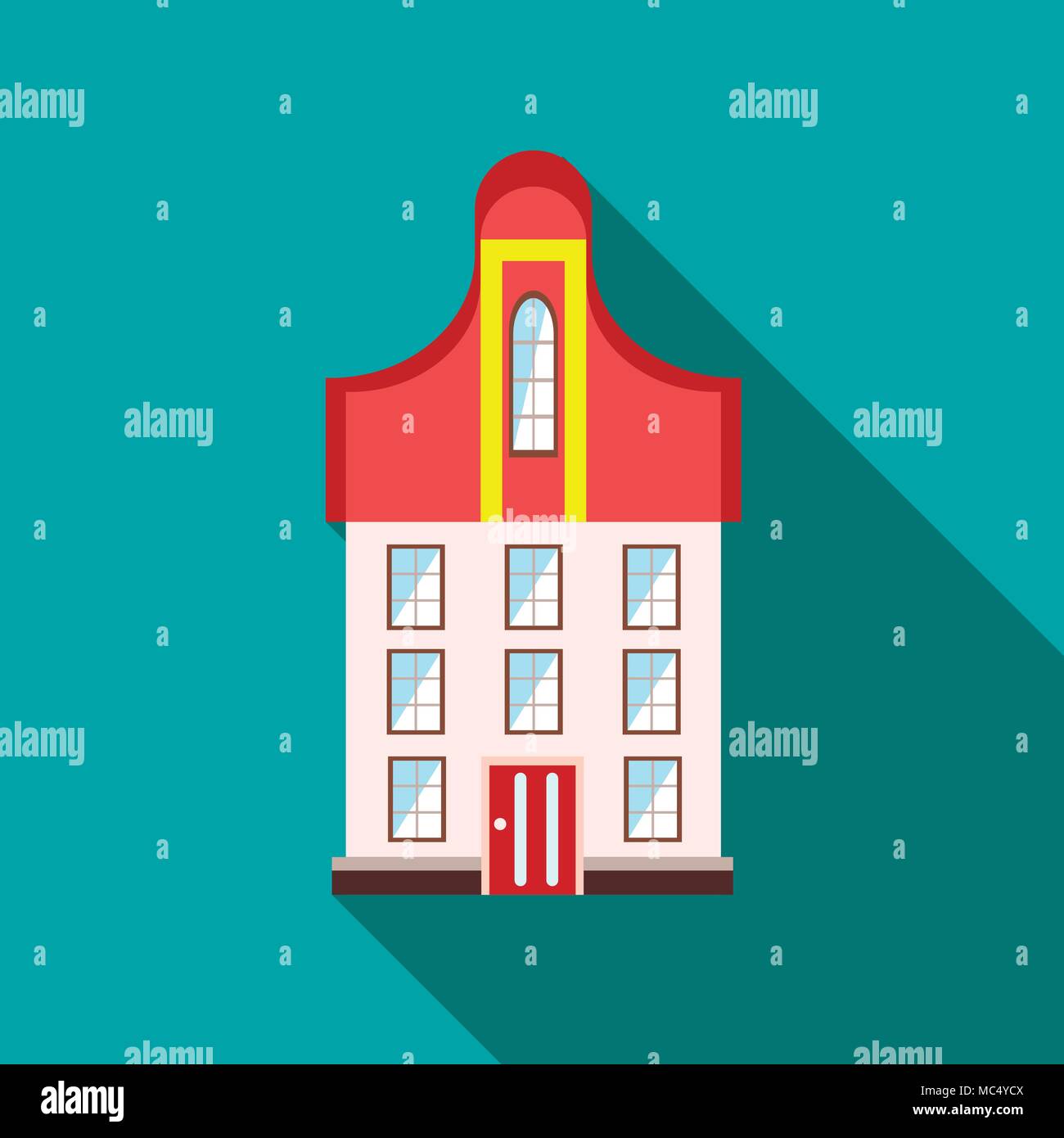 A three-story building icon, flat style Stock Vector Image & Art - Alamy